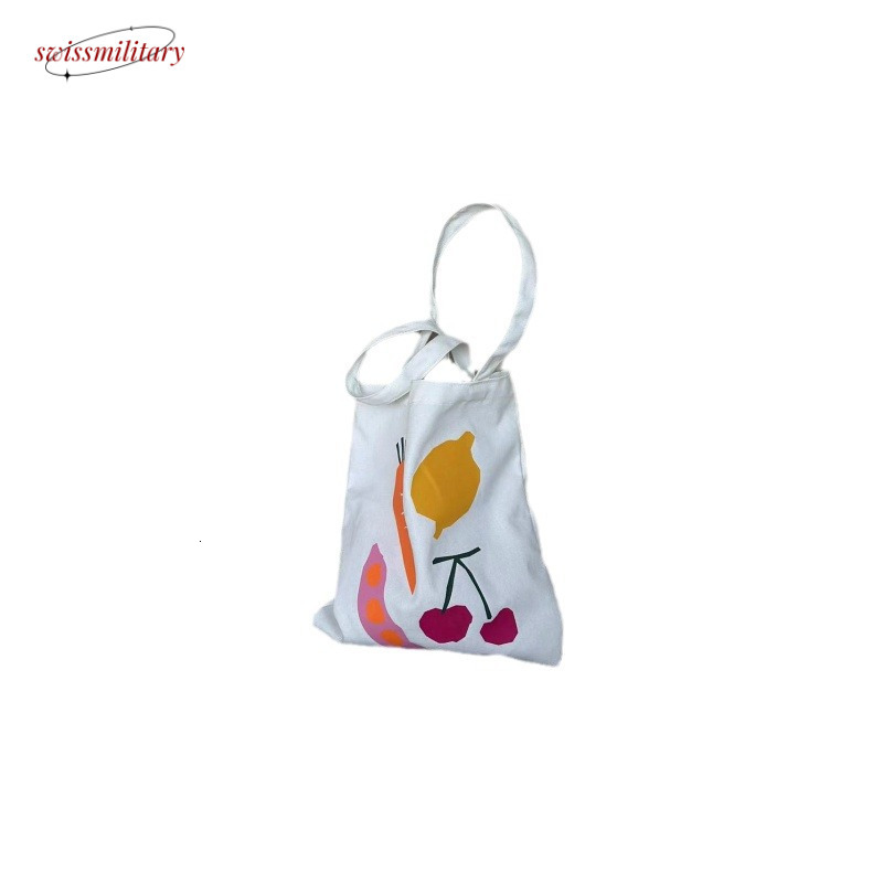 Large Capacity Shoulder Classic Strawberry Carrot Fruit Canvas Korean Versatile Art Bag #10 Swissmilitary