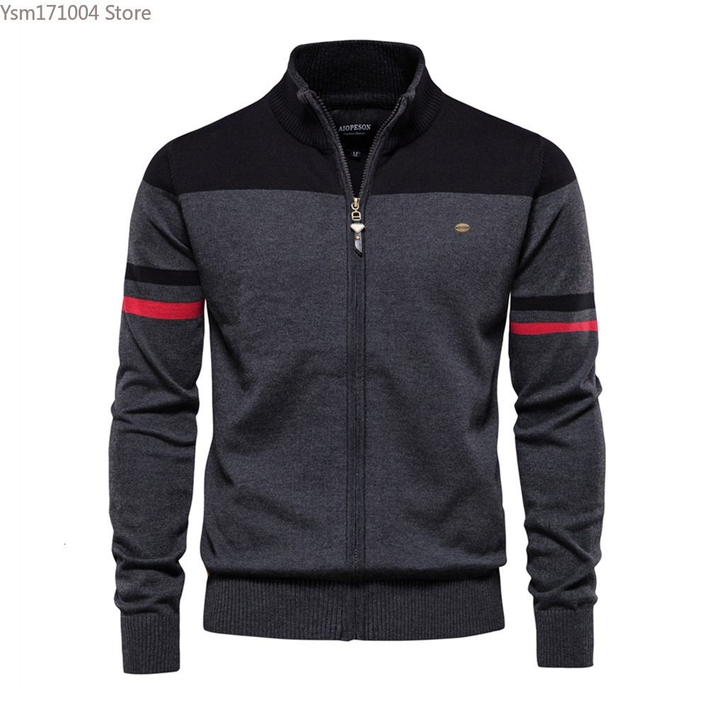 Solid Color Basic Business Casual Zipper Knitted Cardigan High-Quality Men's Knit Sweater Mens Clothes