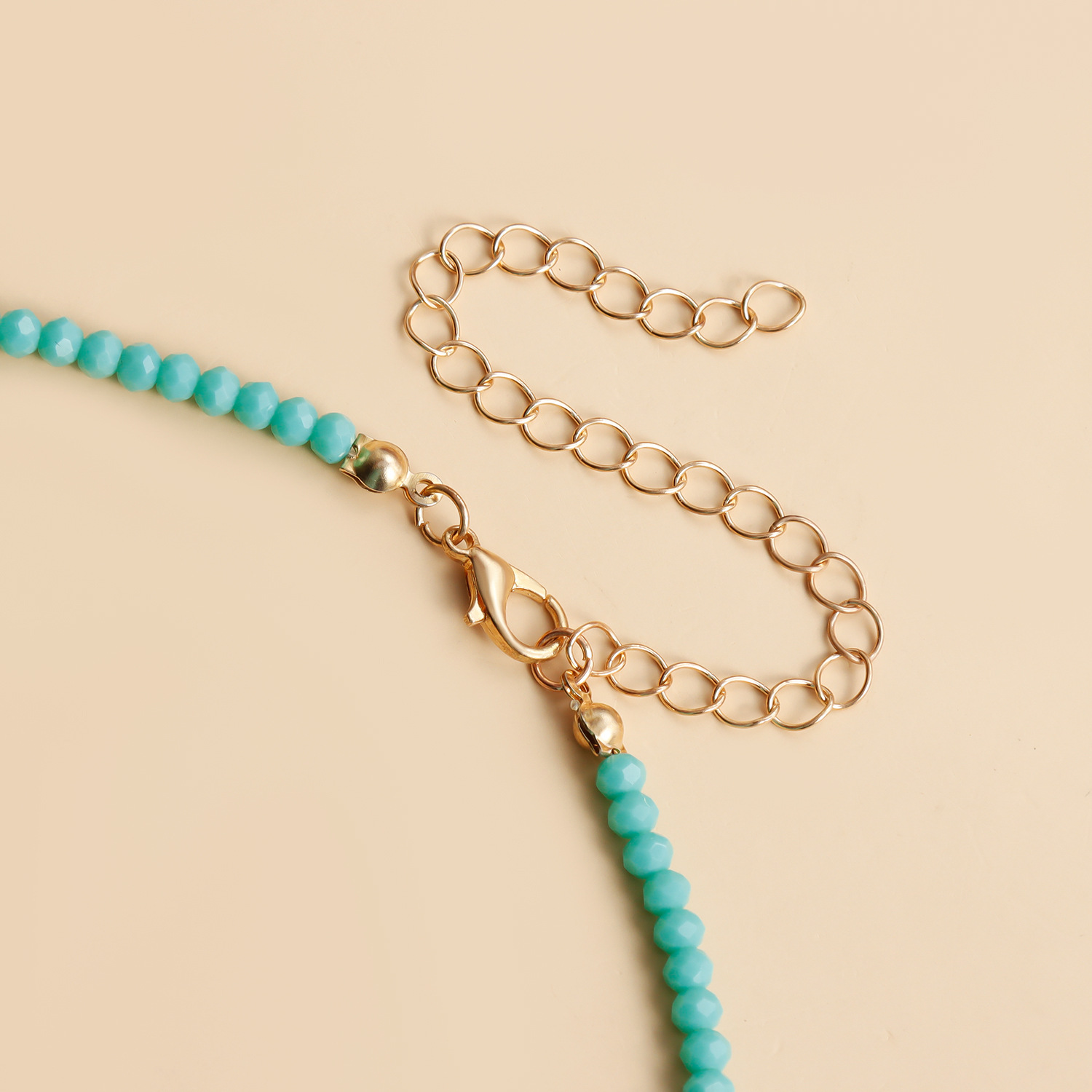 Beaded Crystal Choker Necklace with Sun Pendant for Women Fresh & Unique Green Blue Bohemian Gold Plated Y2K Jewelry Party Daily Outfit Gifts Girls