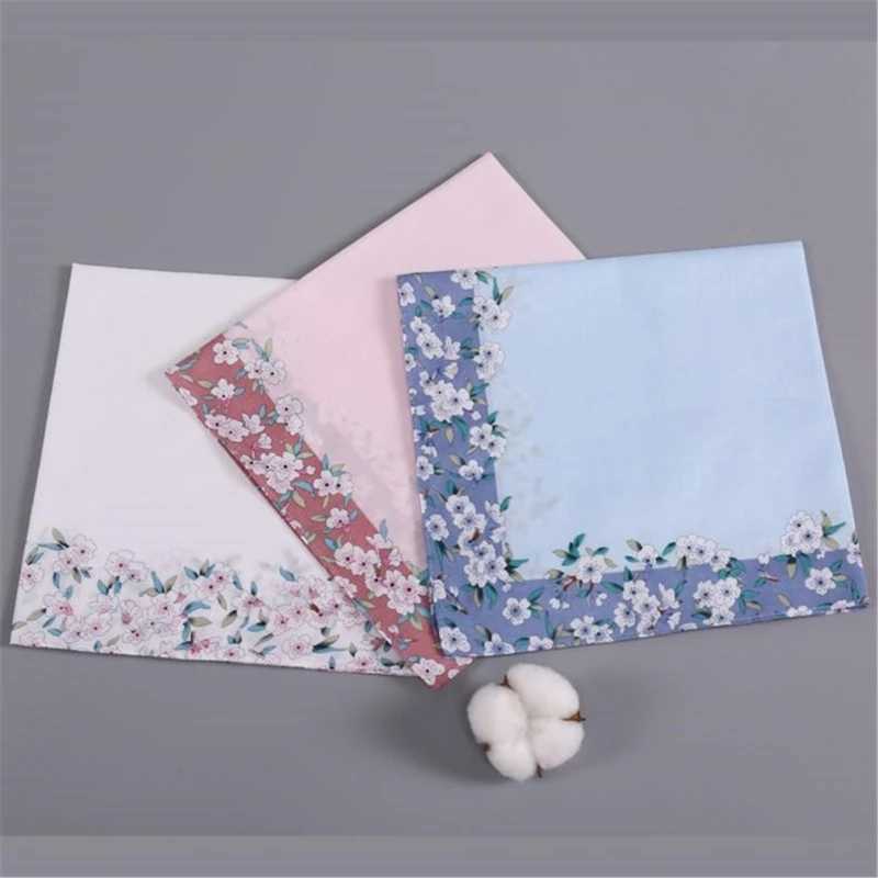Cotton Handkerchief Gentle on Skin Strong Absorption Pocket Cotton Towel Elegant Flower Pinted Hankies For LadiesX240921