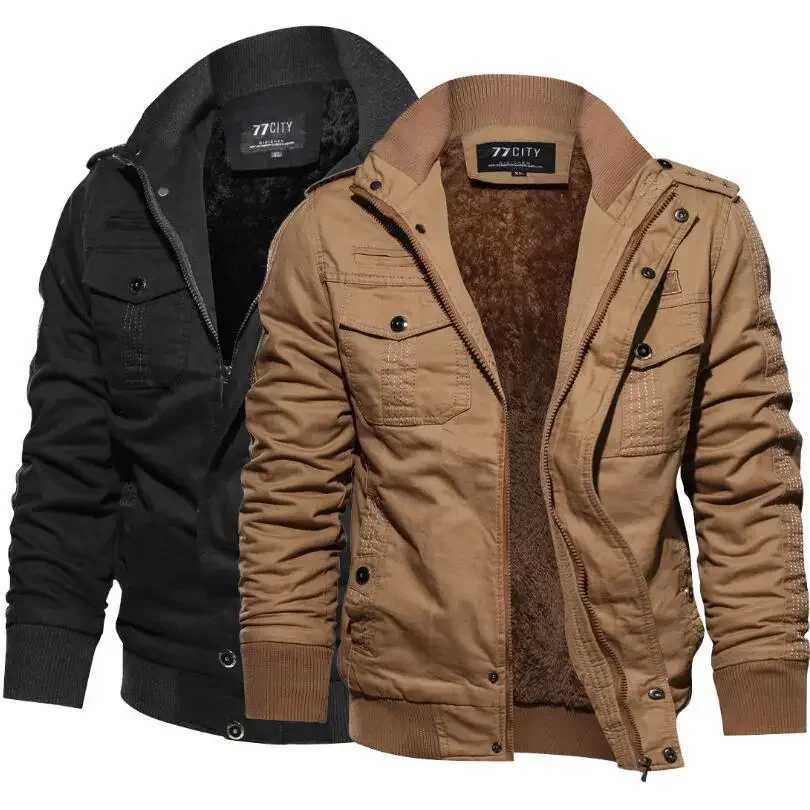 Mens winter coat thick warm jacket bag casual winter jacket high-quality mens multi pocket cargo jacket and Coats6XL W240920