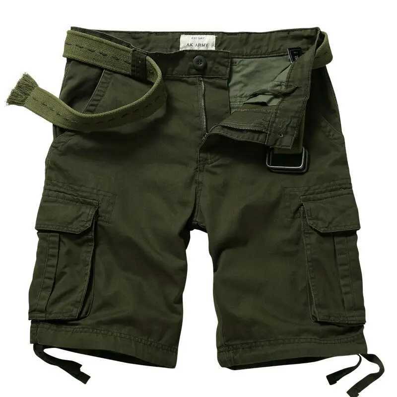 2024 summer Korean style army green cargo shorts men loose washing Multi-pocket army tactical cargo shorts for men size 29-42X240921