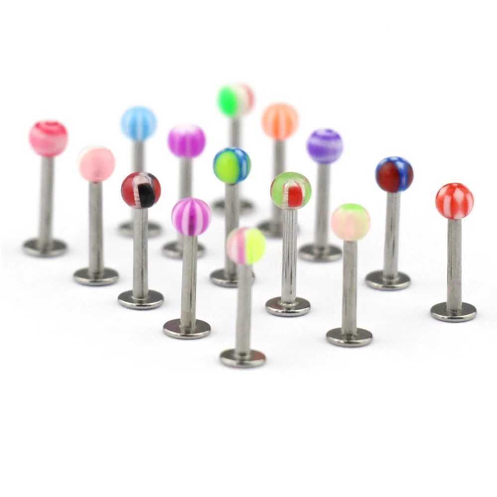 10Pcs/lot 16G Plastic Monroe Piercings Mixed Color Lip Ring Cartilage Tragus Piercing Jewelry Women Acrylic Labret Lip Piercing Y240921
