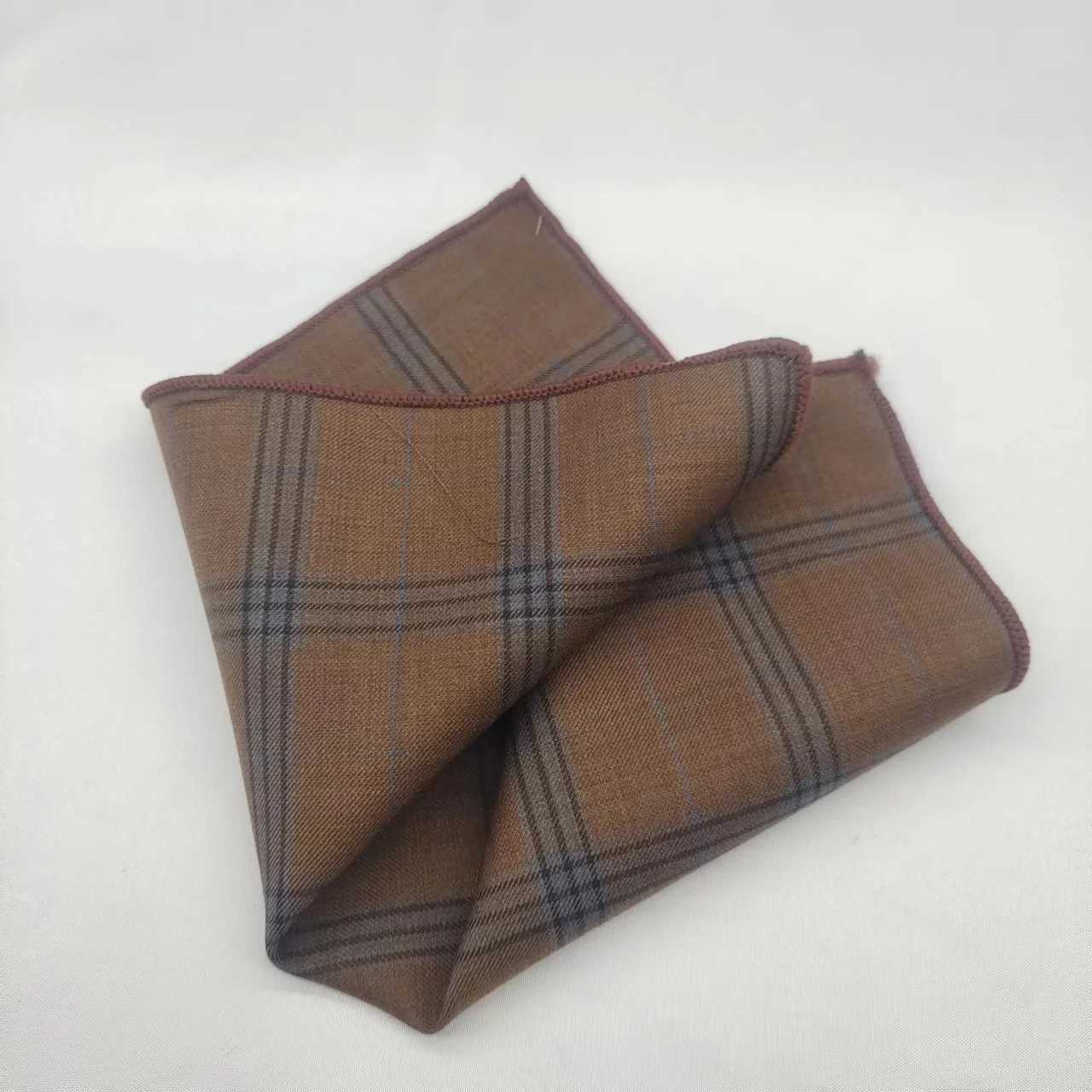 23cm Luxury Grey Wool Pocket Square For Men Vintage Plaid Striped Handkerchief Soft Skinny Hanky Banquet Cravat Suit AccessoriesX240921