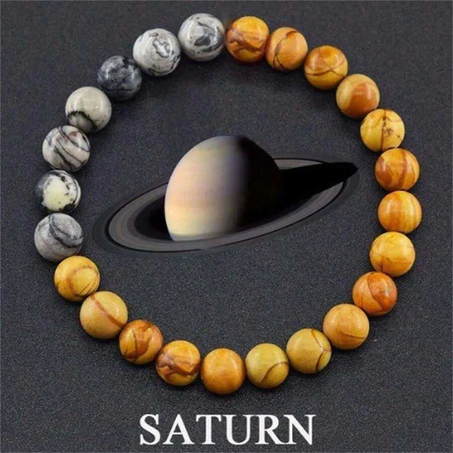 1Pc Exquisite Universe Planet Fashion Natural Stone Coloured Beaded Bracelets Men Women Daily Gift CasualX240921