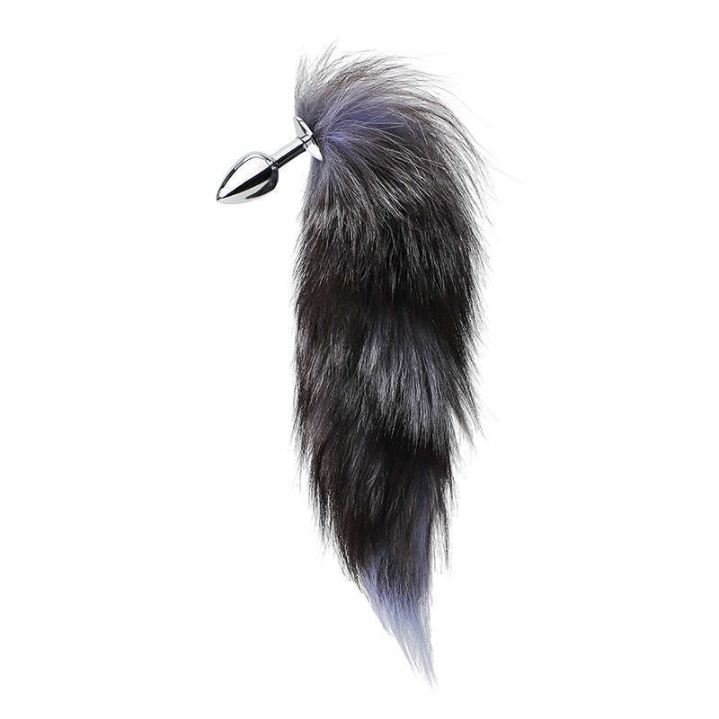 Adult sex toys for women, SM fox tail anal plug, metal real hair fox tail anal plug