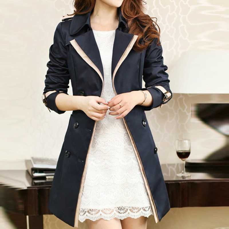 Trench Coat For Women 2022 Autumn Casual Double Breasted Female Long Trench Coats Plus Size Casaco Feminino Ladies WindbreakerX240921