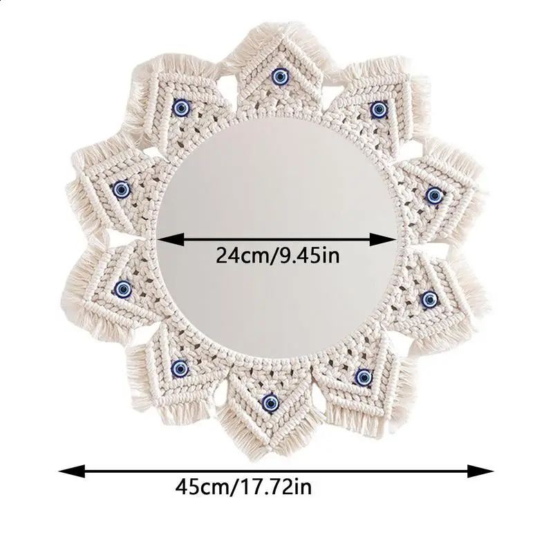 Bohemian mirror wall mounted Macrame mirror hand woven wall decoration with mirror Bohemian Macrame used for home room decoration 240918