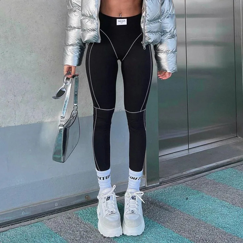 Sports womens letter printed ultra-thin long legs high waist tight long legs elastic tight long legs 240905