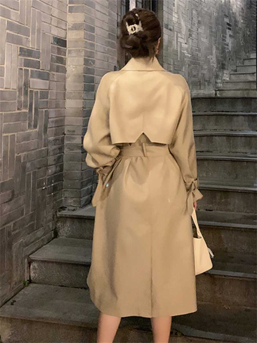 Long Trench Women Autumn Winter 2022 New Double Breasted Belted Loose Korean Jacket Office Lady Outerwear Female Fashion CoatsX240921
