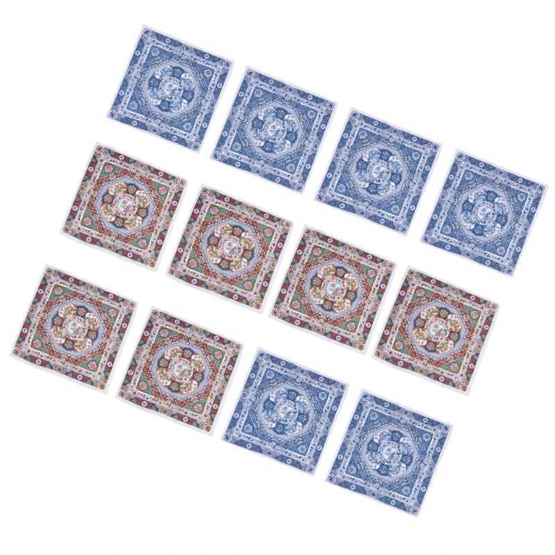 High Absorbent Handkerchiefs Set Square Towel Neck Scarf Flower Printing Hankies Sweat Wiping Towel Pocket Square 12PCSX240921