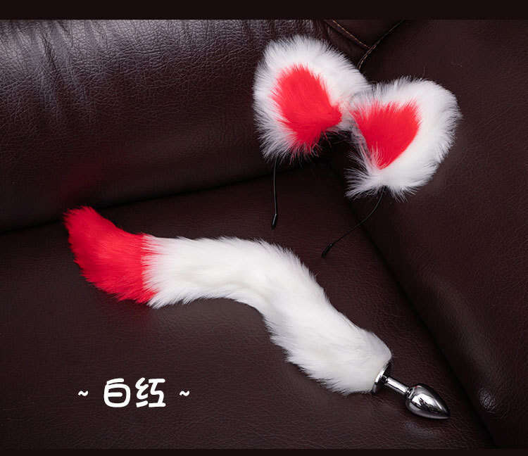 Sexy SM prop tuning metal anal plug alternative cosplay cat ear headband tail anal plug two-piece set hair replacement