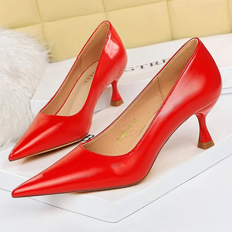 BIGTREE Shoes Fashion Kitten High-heeled Shoes Women Pumps Pu Leather Shoes High Heels Occupation OL Office Shoes Plus Size 43 240921