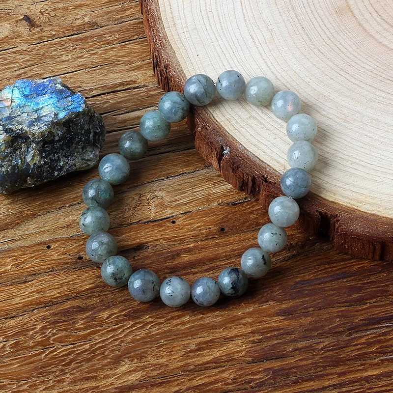 Real Gray Labradorite Bead Bracelet Men Women Fashion Natural Stone Flash Stone Bracelet with Original Natural Crystal JewelryX240921