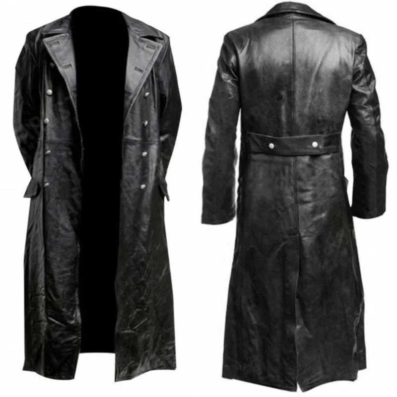 2024 Spring Mens Artificial Leather Ditch Fashion Long Sleeve Autumn Windproof Coat Ultra Thin Leather Jacket Mens Pu Jacket Coat W240918