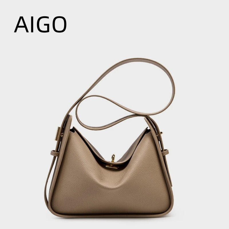 AIGO 2024 New Women's Brand Solid Color Pillow Shoulder Bag Female Soft Leather Handbags Crossbody Bags Bolsas Raras