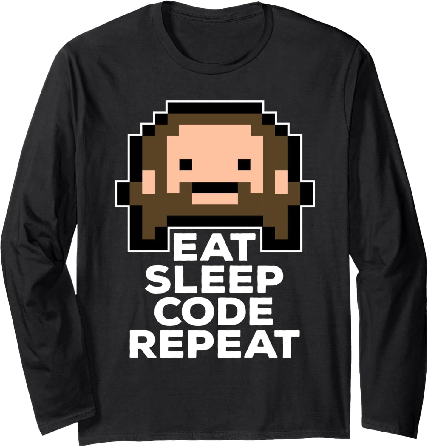 Long Sleeve Shirts for Men sweatshirt Funny Eat Sleep Code Repeat Jesus Pixel Art Gamer Developer Long Sleeve Tee Streetwear Casual tops clothes