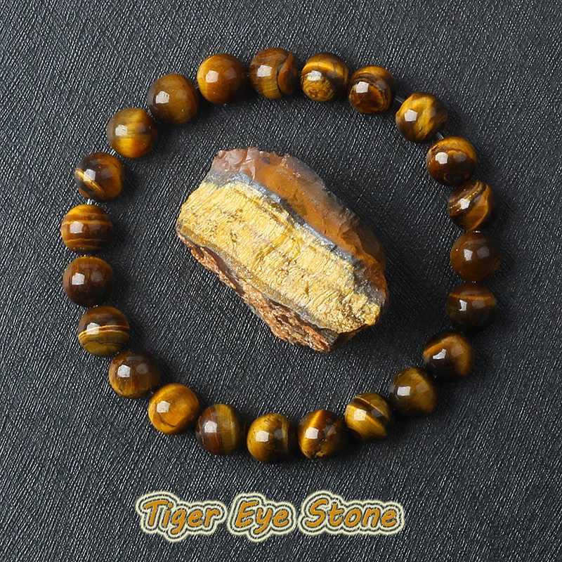 Charm Natural Tiger Eye Bracelet Men and Women 5A Natural Stone Jewelry Healing Buddha Elastic Rope Couple Crystal Bead BraceletX240921