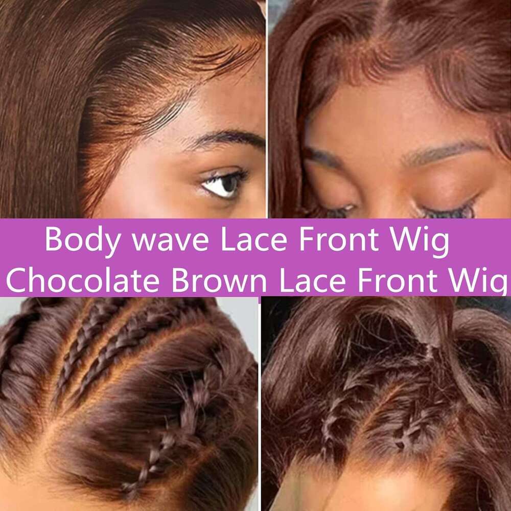 13x6 Chocolate Brown Body Wave Front 360 hd Full Transparent Lace Frontal Wig Human Preplucked Brazilian Hair