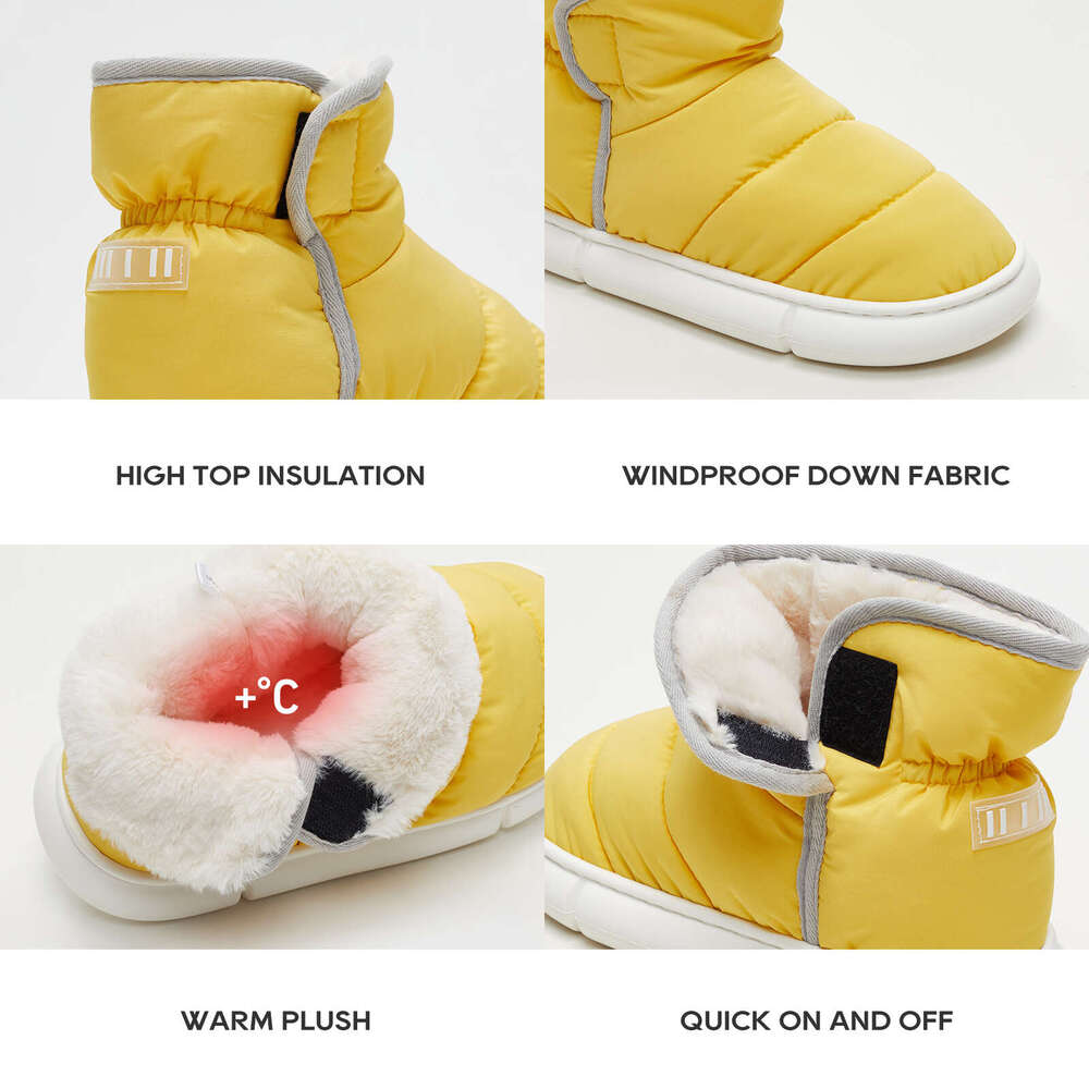 Winter Warm Boots Down High Top Plush Furry Cotton Home Indoor Outdoor Non-slip Soft Sole Women Men Couple Shoes
