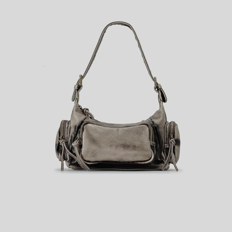 Vintage Motorcycle Women Punk Shoulder Bags For Girls Soft Pu Leather Handbags Fashion Retro Armpit Bag 2024