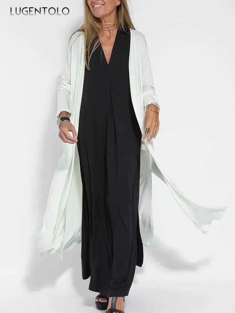 Long Sleeve Trench Women Split End Beach Vacation Thin Spring Summer Female Cardigan Casual New Elegant Solid Loose CoatX240921