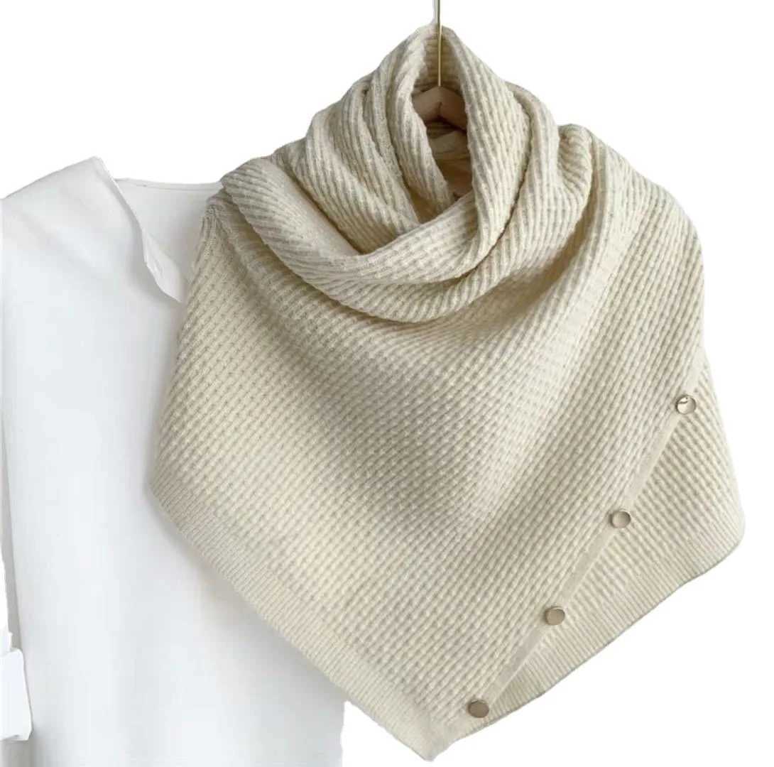 Spring and Autumn Multi purpose Button Scarf Womens Knitted Shawl Can be Replaced Imitation Cashmere Cloak Raincoat Shawl Black W240921