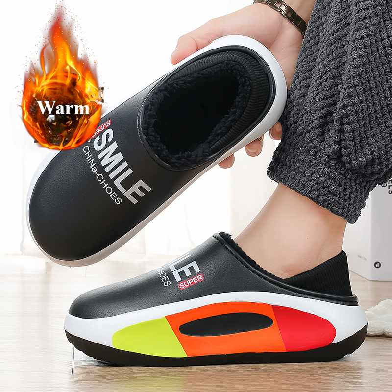 Winter Men Warm Cotton Slippers Men's Couple Home Bedroom Plush Slipper Snow Boot House free shipping shoes slide Male sneakers