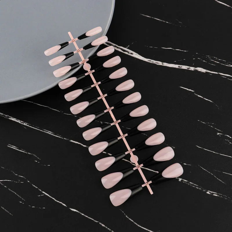 Heallor 24pcs French Fake Nail Reusable Nude Full Cover Press on Nail Tips Square Head Ballerina Detachable Artificial Finger Fa 240914