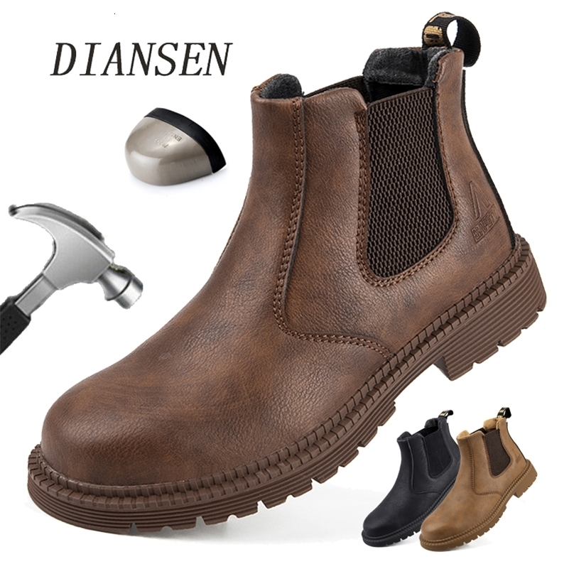 Water Proof Safety Work Shoes For Men Steel Head Leather Boots Male Footwear Indestructible Construction Work Shoes Brown 240914