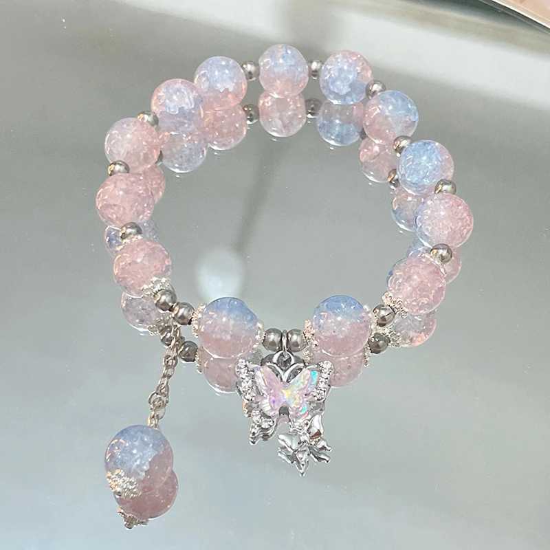 2024 New Butterfly Ice Crack Beaded Bracelet Women Girls Fashion Sweet Imitation Opal Bracelet Charms Gift For Girl FriendX240921