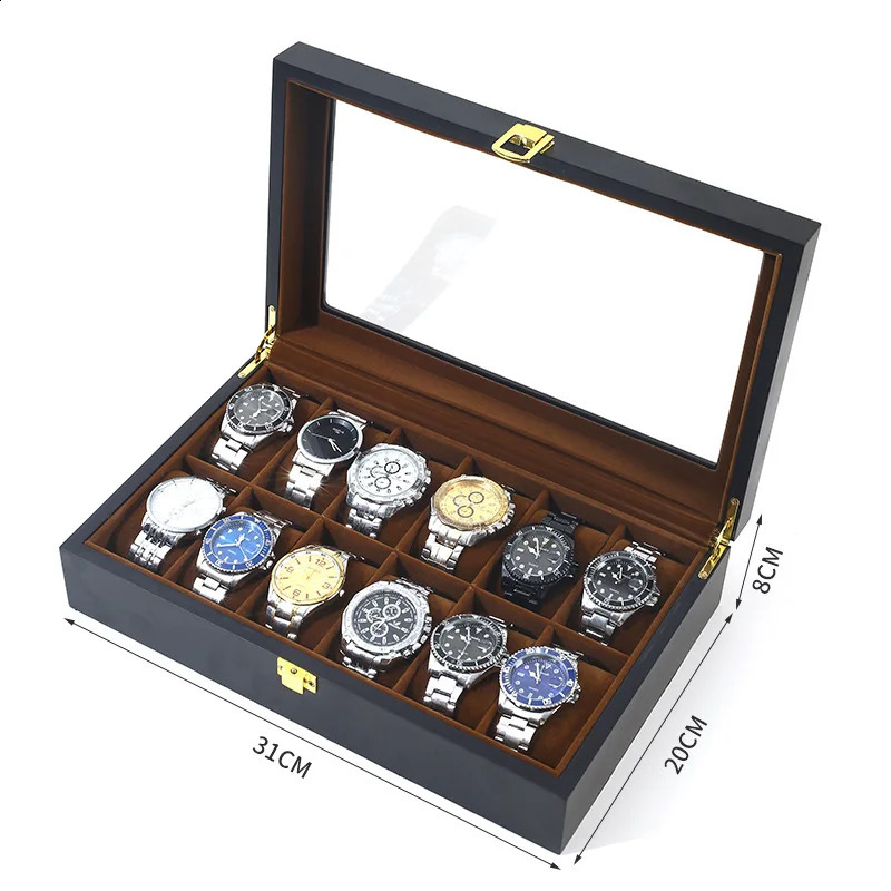 6/10/12 Grids Handmade Wood Watch Boxes Watches Display Case Jewelry Holder Storage Organizer for Watch Holding 240909