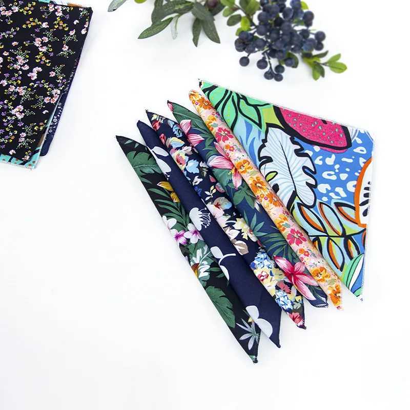 Brand New Style Mens Cotton Hankerchief Scarves Vintage Flower Hankies Mens Pocket Square Handkerchiefs Rose Flower PaisleyX240921