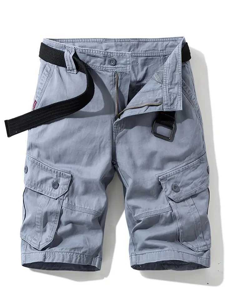 Multi Pockets Mens Cotton Cargo Shorts Tactical Comfy Loose Shorts Work Pants Mens Clothing Waterproof Hiking Track ShortsX240921