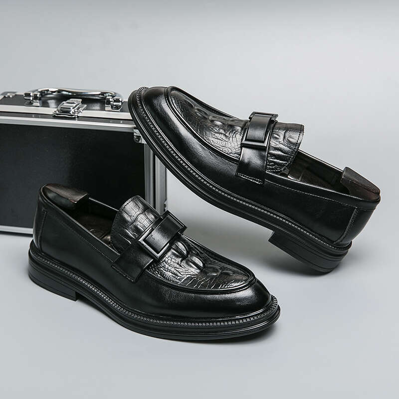 Classic Brand Genuine Leather Fashionable Low Top Banquet Dress Men's Loafers Business Casual Shoes
