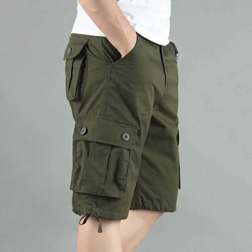Summer Cargo Shorts Men Multi-Pocket Cotton Casual Shorts Classic Outdoor Solid Color Knee Length Pants Straight Jogger TrousersX240921