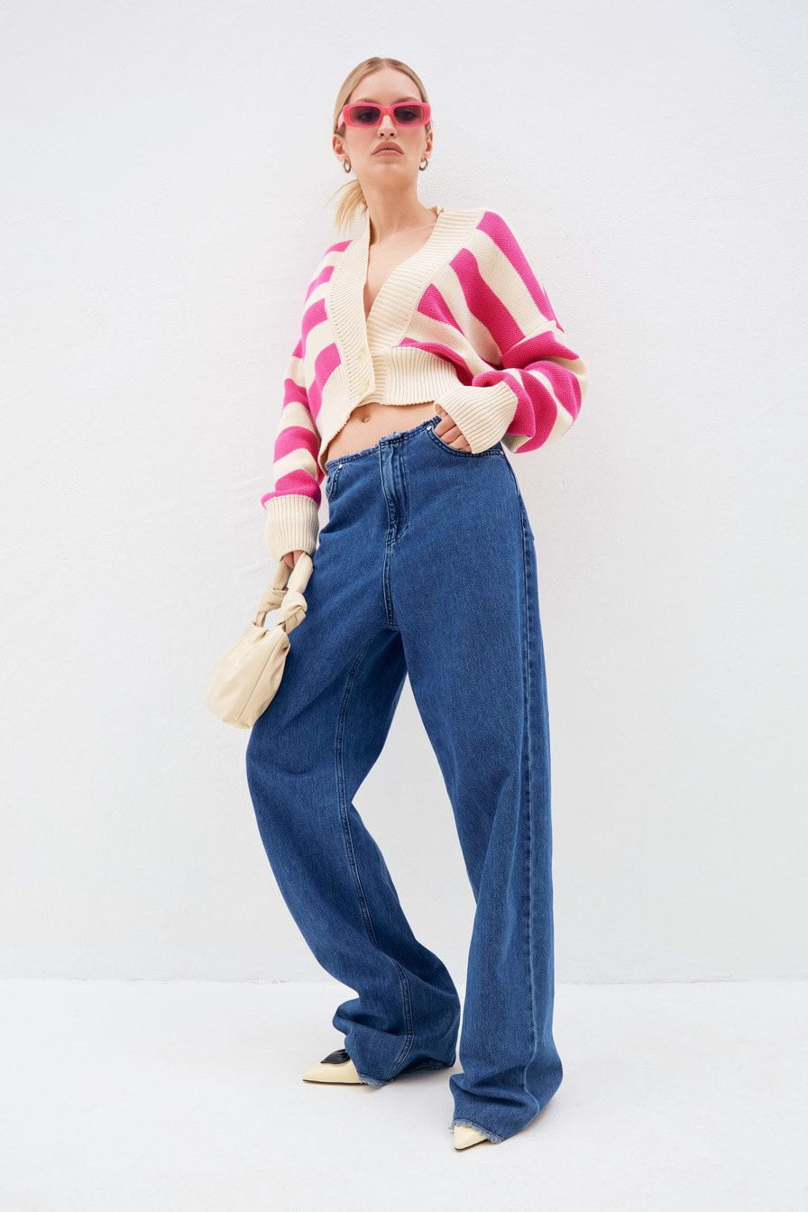 2024 autumn and winter new sweater women's clothing contrasting color loose and sexy knitted cardigan jacket casual top