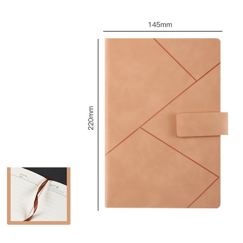 Stylish PU leather geometric notebook with magnetic buckle - preferred for business and daily notes