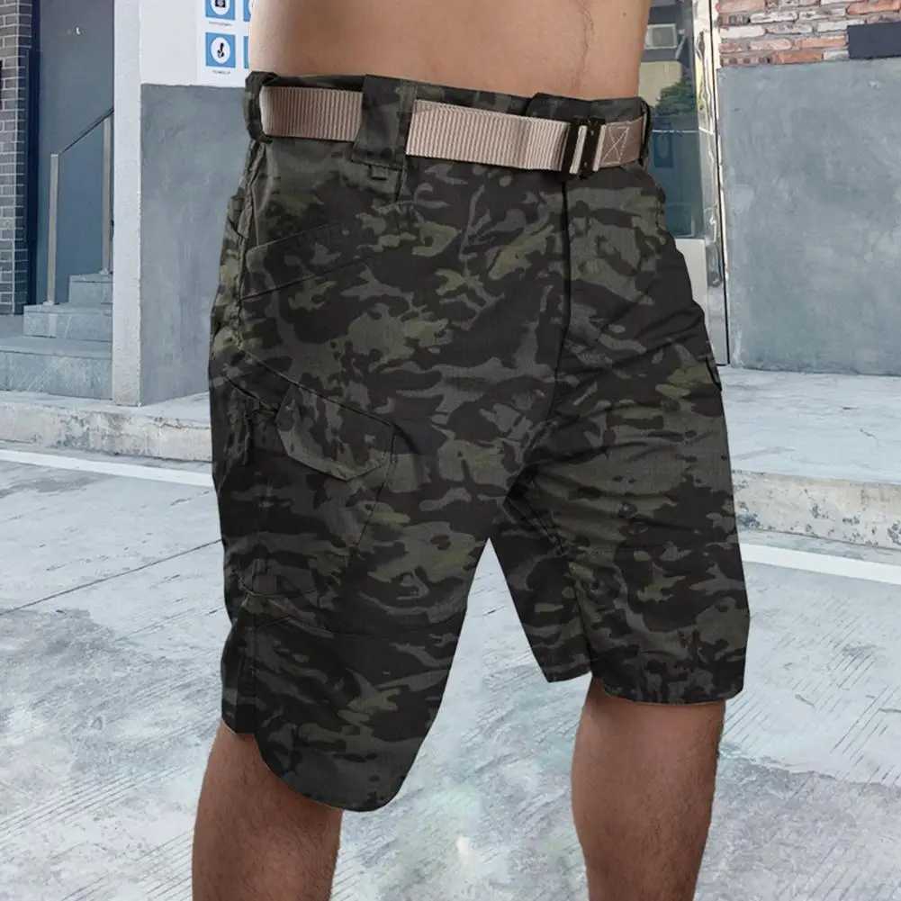Men Summer Button Zipper Fly Shorts Urban Military Straight Leg Pockets Solid Camouflage Print Cargo Shorts StreetwearX240921