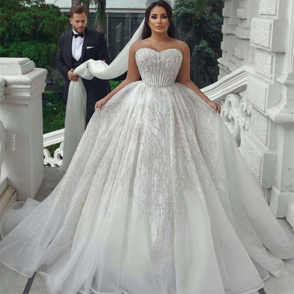 A E Sweetheart Wedding Dress White Crystal Bridal Gowns Custom Made Beading Vestido De Novia