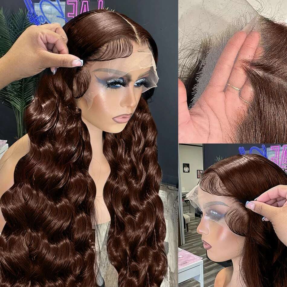 Chocolate Brown Body Wave Front Wigs For Women 13x4 13x6 Hd Lace Frontal Brazilian Glueless Human Hair Wig