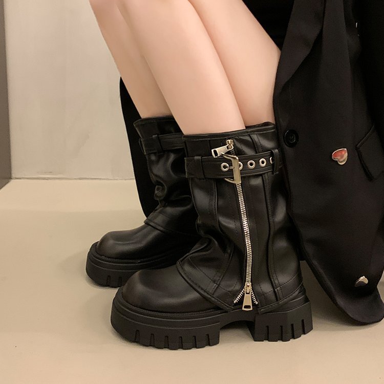 Women Boots Fashion Design Sexy Style Winter Trendy Wear Thick Sole Vintage Versatile Triple Black Brown Free shipping