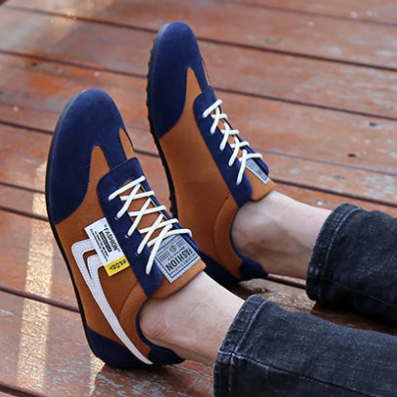 Men Low-top Canvas Shoes Casual Breathable Sneakers Korean Style Autumn Lace Up Casual Non-slip Trainers Zapatillas Para Hombre 240914