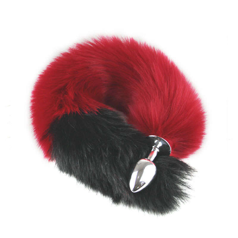 Color blocked fox tail anal plug SM training instruments, anal plug in the backyard, female metal anal plug, alternative sex toy