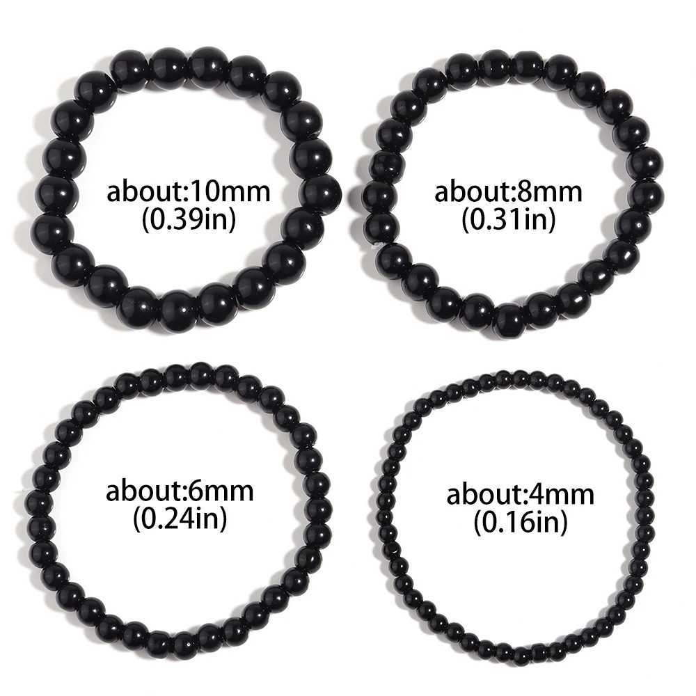 OAIITE Black Onyx Bracelet Men Natural Stone Bead Shiny Black Bracelet Women Yoga Meditation Handmade Jewelry wholesaleX240921