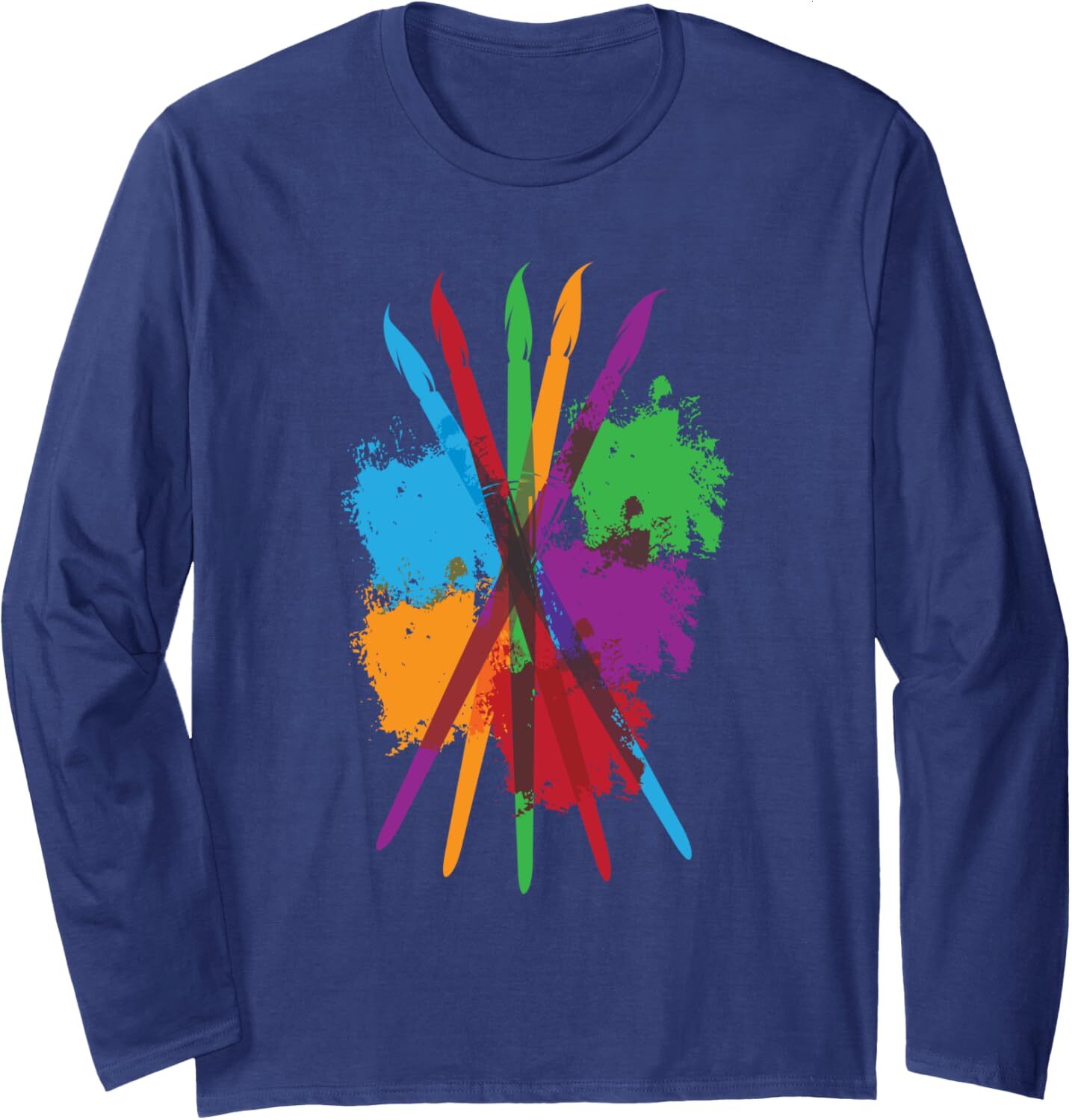 Long Sleeve Shirts for Men sweatshirt Rainbow Splash Multicolored Painter Brushes Art Gift Long Sleeve Tee Streetwear Casual tops clothes