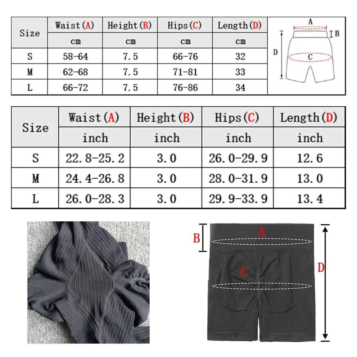 Yoga Outfit Seamless High Waist Abdominal Control Push Up Female Peach Butt Scrunch Bicycle Exercise Fitness Gym Shorts Black and White H240921