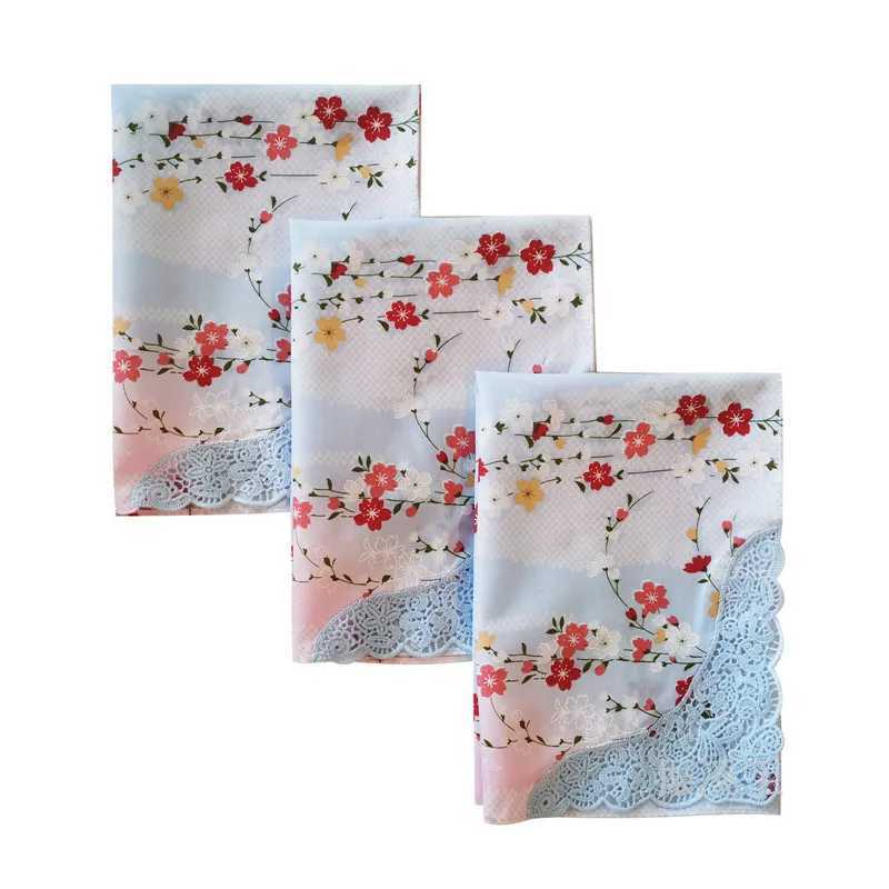 1Pc 43x43cm Printed Cotton Hollow Lace Sweater Square Scarf Womens Handle Chieftain Wedding Party Gift W240921