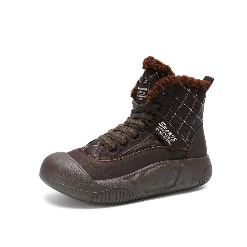 Designer Cotton Shoes Women In With Thickened Veet 2024 Autumn Winter New High Cut Thick Soled Snow For Sports And Leisure Non Slip Short Boots