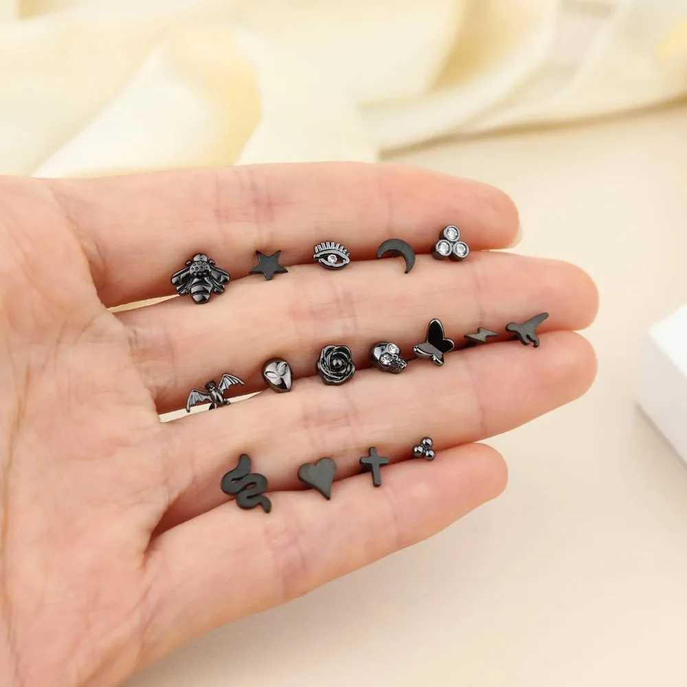 FINREZIO 1Pc Punk Tragus Stainless Steel Piercing Jewelry for Women Men Helix Cartilage Conch Earring Nose Studs Medusa Labret Y240921
